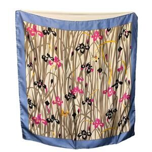 Liberty of London 35” Silk Square Scarf Hand Rolled Edge Iris Floral Print VTG